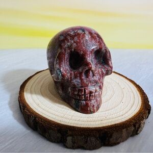 Hand Carved Red Sesame Jasper Crystal Skull Healing Stone 78g 30x48mm